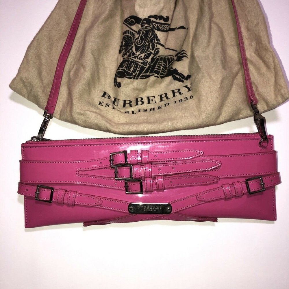 Burberry Bridle Strap Buckle Convertible Shoulder Bag/Clutch Rocker Barbiecore
